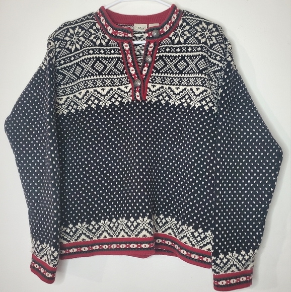 Womens Vintage L.L.Bean Nordic Fairisle Heavy Apres Ski Sweater Size Small - Picture 1 of 13